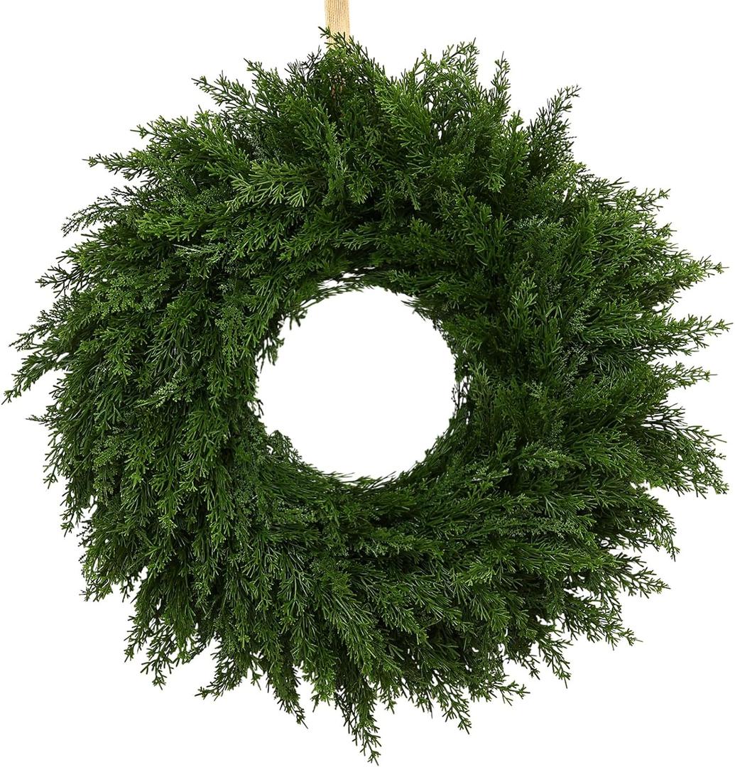 24 Inch Norfolk Pine Christmas Wreath  Artificial Greenery Wreath for Front Door, Wall, Window, Mantel, or Outdoor Holiday Decor (1, 24")