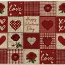 Artoid Mode Buffalo Plaid Love Hearts Valentines Doormat,Home Decor Low-Profile Door Mat Switch Rug Floor Mat for Indoor Outdoor 17x29 Inch