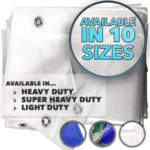 QUEEN OF TARPS | 8x10 Super Heavy Duty Tarp Waterproof, 200 GSM is 20 MIL, UV/Tear Resistant Tarp, Camping, Outdoor Furniture, Car, Tents, Painting, Firewood Protection | 8x10, Super Duty (Translucent)
