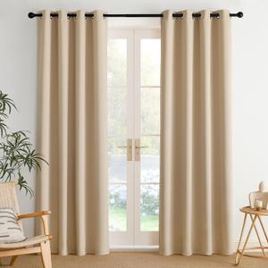 NICETOWN Biscotti Beige Blackout Thermal Grommet Curtains 2 Panels Set, W52 Soundproof Light Blocking Shades for Living Room, Bedroom, Window, Girls Room - Breathable, W52 x L84