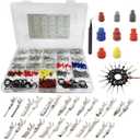 500PCS Car Electrical Wire Terminal Pins, 1/1.5/1.8/2.2/2.8/3.5mm Connector Pins Kit, Male Female Crimp Pin Set, Terminal Removal Tool, Non-Insulated Plug Car Wire Harness Pin