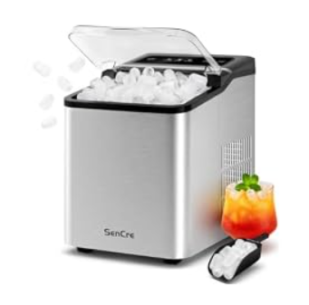 Ice Makers Countertop, 26.5Lbs/24H Ice Machine with 2 Sizes Bullet Ice, 9 Ice Cubes Release in 6 Mins, Self-Cleaning Portable Ice Maker with Ice Scoop and Basket for Home Kitchen Office Bar RV