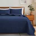 Lavsiry Navy Quilt Full/Queen Size with Pillow Shams, Summer Soft Geometric Pattern Bedspread, 3 Pieces Lightweight Coverlet Bedding Set for All Seasons