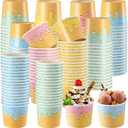 200 Pcs Ice Cream Cups Bulk Paper Disposable Dessert Bowls Ice Cream Bowls Paper Dessert Cups Sundae Soup Yogurt Cold or Hot Food Party Supplies for Summer Party Decoration (6 oz)