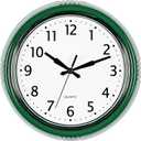 Bernhard Products Retro Wall Clock 9.5 Inch Hunter Green Kitchen 50's Vintage Design Round Silent Non-Ticking Quartz Battery Operated Clocks for Home Office School Classroom Kids Bedroom Living Room