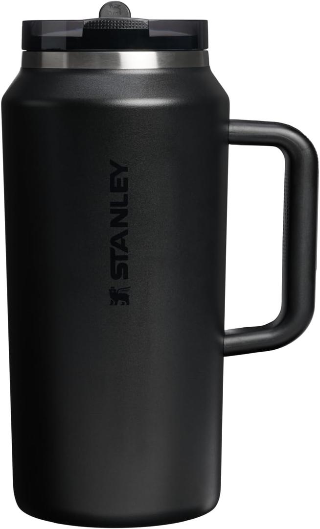 STANLEY Quencher ProTour Flip Straw Tumbler with Leakproof Lid | Built-In Straw & Handle | Cupholder Compatible for Travel | Insulated Stainless Steel Cup | BPA-Free (64 Ounces, Black)