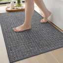 DEXI Bathroom Rug Non Slip Washable, 32x20 Ultra Thin Bath Mat, Dark Grey