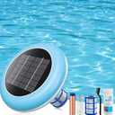 Pool Ionizer Solar Powered,Copper Ionization,Floating Automatic Water Cleaner and Purifier,Up to 35,000 Gal,85% Less Chlorine, Chlorine Free Water,Smart Replacement