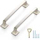 Ravinte 10PCS Pack Brushed Nickel Kitchen Cabinet Handles Drawer Pulls 5 inch Hole Centers Cabinet Pulls Kitchen Cabinet Hardware Sturdy Big Square Base Dresser Pulls Cabinet Drawer Handles