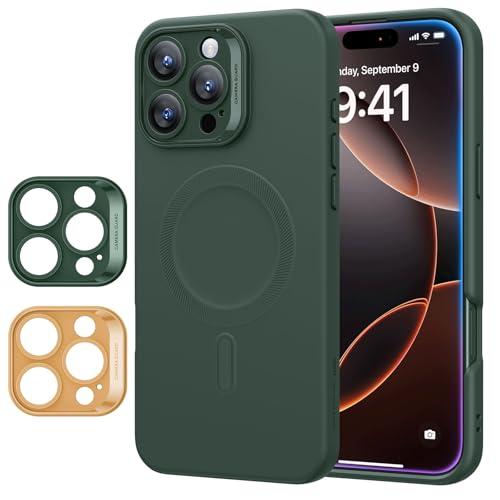 ESR for iPhone16 Pro Max Case with MagSafe, Supports Magnetic Charging, Smooth & Slim Silicone Case, Shockproof, Full Screen and Camera Protection, Soft Microfiber Lining,Green
