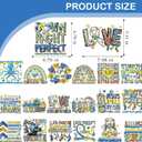 Dazoratix DTF Transfers Ready to Press - 20 Sheets World Down Syndrome Day Awareness Heat Patches Blue Yellow Ribbon Socks Stickers Vinyl for T Shirts Clothing Clothes Pillow Bag DIY Crafts Decoration