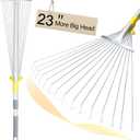 JARDINEER Adjustable Rakes for Leaves, Large Garden Leaf Rake for Lawns Grass with 7-23" Expandable Head, Yard Collapsible Rake for Camping (64 inches)