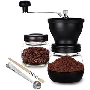 PARACITY Manual Coffee Bean Grinder with Ceramic Burr, Hand Coffee Grinder Mill Small with 2 Glass Jars( 11OZ per Jar) Stainless Steel Handle for Drip Coffee, Espresso, French Press, Turkish Brew