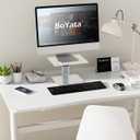 BoYata Monitor Riser Stand, Adjustable Height Metal Desktop Stand Storage Organizer Compatible with TV, PC, Laptop, Computer, iMac, and All Screen Display-Silver
