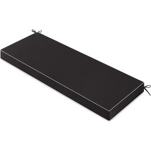 MIULEE Black Outdoor Bench Cushion 48x18x3 Inch Waterproof 3-Year Color Fastness Patio Furniture Cushions for Porch Swing, Garden Bench Sofa Couch with Adjustable Ties No Slip Design