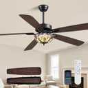 65" Tiffany Ceiling Fan with Light, Vintage Ceiling Fan