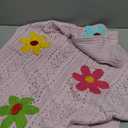Cakulo Womens Off Shoulder Sweater Top Fall Outfits 2025 Oversized Knit Batwing Long Sleeve Crochet Sweaters Flower Pink Small