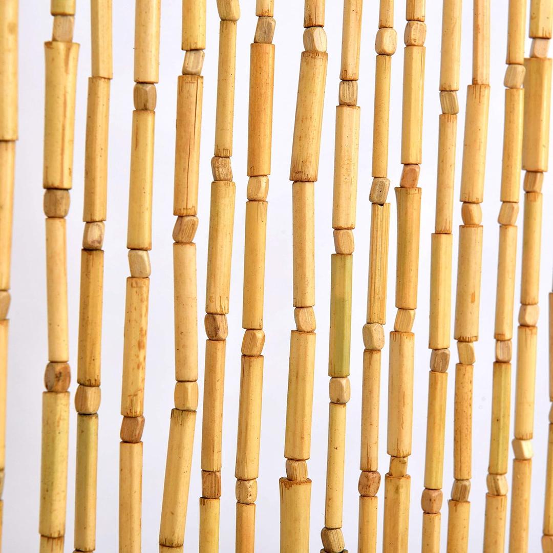 FlavorThings 36inch x 79inch Natural Wood and Bamboo Beaded Curtain Room Divider -Plain Design-Bamboo and Wooden Doorway Beads-Boho Bohemian Curtain 38 Strands (Nature)