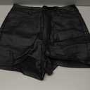 MakeMeChic Women's Faux Leather High Waist Stretchy Shorts Skinny Bodycon Bottom (Medium, Black)