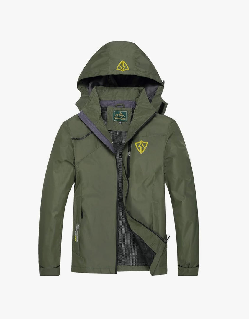 GIISAM Mens Windproof Jacket Waterproof Lightweight Mountain Sport Jacket for Men Hooded Windbreaker Raincoat, Medium