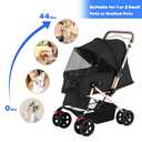 Pet Dog Stroller for Cats and Dog Four Wheels Carrier Strolling Cart with Weather Cover, with Storage Basket for Small Medium Dogs & Cats (Black)