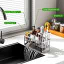 Cisily Extra Large Silver Kitchen Sink Caddy Organzier with High Brush Holder, Sponge Holder for Sink, 304 Rustproof Stainless, Kitchen Countertop Soap Dispenser Organizer For Decor and Accessories