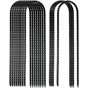 Nigh Coated Rebar Trampoline Wind Stakes Set of 3 Safety Ground Anchors Stakes Extra Heavy Duty Metal Landscape Staples 10 Inches Long (Black)