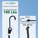 180 Lbs Real Heavy Duty Bungee Cords with Rust Resistant Steel Hooks, 120 Inch Black Bungee Straps with 2X Stretch & UV Protection, Perfect for Camping, Tarps, Tent, Bike, Luggage (2 Pcs)