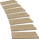 PURE ERA Bullnose Carpet Stair Treads Set Tape Free Non-Slip Indoor Stair Protectors Pet Friendly Rugs 9.5" x 30"(7 Pieces,Khaki Rectangular), 7 Pieces with Bullnose