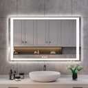 ISKM 48'' x 28' LED Mirror for Bathroom Lighted Vanity Mirror for Wall Front Lights + Backlit LED Bathroom Mirror Anti-Fog Tempered Glass ETL Listed