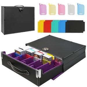 OMBRAT Trading Card Organizer, 5 Rows 3900+ Sheet Capacity, Suitcase Card Case, Foldable Design for YuGiOh, TCG, MTG and Magic Cards (PU Leather - Black)