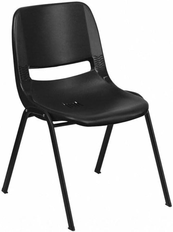 Flash Furniture HERCULES Series 440 lb. Capacity Kid's Black Ergonomic Shell Stack Chair with Black Frame and 14" Seat Height, Set of 1