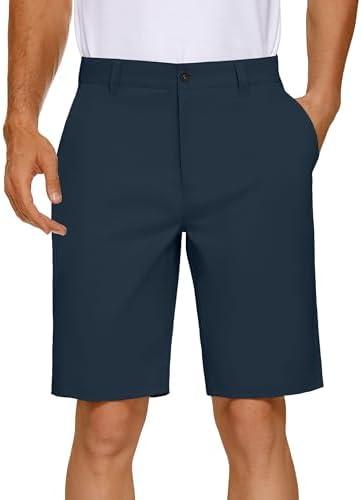 PULI Men's Golf Dress Shorts Flat Front Hybrid 7 Inch Lightweight Quick Dry Chino Casual with Pockets (30, Solid Navy)