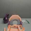 3-in-1 Potty Training Toilet, Toddler Toilet Seat with Step Stool, Foldable Potty Ladder with Potty Chart, PU Cushion, Splash Guard, Anti-Slip Steps & Urinal for Girls & Boys, Pink & Purple 