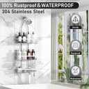 Shower Caddy,Rustproof Shower Shelves Over Shower Head,Triple Adjustable Storage,Silver