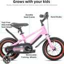 KEANO 12" Kids Bike for 3-5 Yrs, Light-Up Training Wheels, Pink