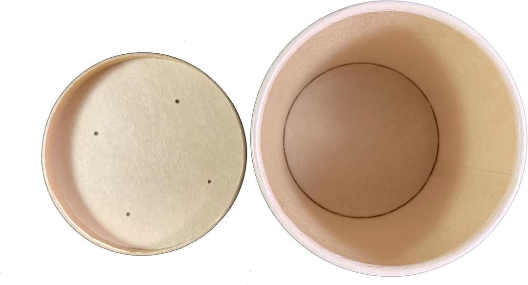 250 Sets Kraft Paper Food Containers With Vented Lids, To Go Hot Soup Bowls, Disposable Ice Cream Cups - Kraft (16 oz)