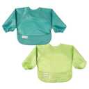 Tiny Twinkle Long Sleeve Bib for Babies & Toddlers | 2-Pack Waterproof Smock Bib for Eating | Machine Washable & Mess-Proof Feeding Essentials | Newborn Shower Gift (Rainforest,624M)