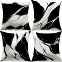 Grey and Black Abstract Pillow Covers 18 x 18 Inch Set of 4 Decorative Throw Pillow Covers for Home Living Room Decor Sofa Bedroom Car Couch Cushion Cover