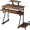 TigerDad Gaming/Computer Desk, Home Office Small Desk with Monitor Stand, Rustic Writing Desk, Dismountable Computer Tower Stand, Adjustable Storage Space, Modern Design Corner Table, 32 inches x 22 inches x 28 inches