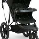 Delta Children Apollo Jogging Stroller - Shock Absorbing Frame with Large Canopy & Recline - Car Seat Compatible, Black
