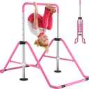 Kids Gymnastics Bar Gymnastic Equipment for Home Adjustable Height Gymnastic Training Bar Gymnastic Stuff for 3-7 Years Old Girls (Pink)