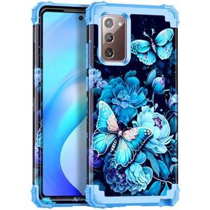 Miqala Case for Samsung Galaxy Note 20 Medium Blue | for Galaxy Note 20, Glow in The Dark, Three Layer, Heavy Duty, Shockproof, Full Body Protection, Hard Plastic, Bumper, Soft Silicone, Protective Case