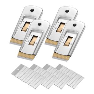 Bates- Metal Razor Blade Scraper Tool, 4 Pack, 40 Extra Carbon Steel Blades, Stainless Steel Heavy-Duty Cleaning Razor Scraper Tool