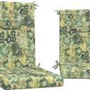 DYTXIII Outdoor High Back Chair Cushions Set of 2, 44x20 in Water Repellent Patio Seat Cushions with Elastic Sponge, All Weather Cushions for Rocking, Dining Chairs, Patio Furniture - Green Rose, 44"x20"x2.5"