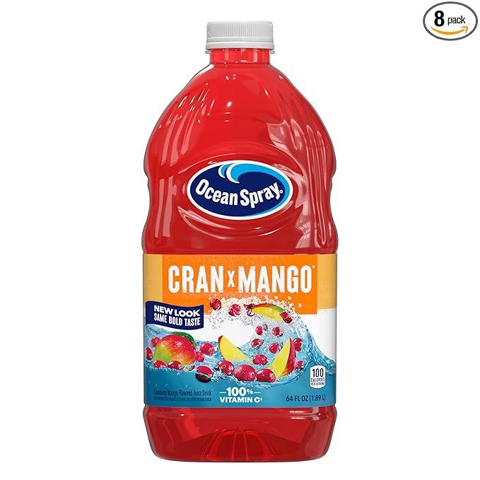 Ocean Spray® Cran-Mango™ Cranberry Mango Juice Drink, 64 Fl Oz Bottle (Pack of 8) Best By 07/06/2026
