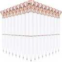 Yahenda 50 Pcs Christmas Gifts Diamond Pens Bridal Shower Ballpoint Pen Bulk Black Ink Bling Crystal Metal Bling with Diamond on Top for Women Bridesmaid Wedding Office School(White)