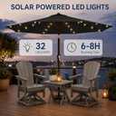 10FT Solar Patio Umbrella with Lights, Outdoor Table Market Umbrella with 32 LED Lights, 8 Sturdy Ribs, Push Button Tilt and Crank for Pool, Deck and Garden, UV-Resistant