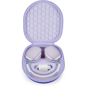 Smart Case for New Apple AirPods Max Supports Sleep Mode, Hard Organizer Portable Carry Travel Cover Storage Bag (Purple)