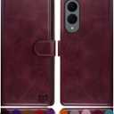 SUANPOT Compatible with Samsung Galaxy S25 Edge Wallet case with RFID Blocking Credit Card Holder,Flip Book PU Leather Protective Cover Women Men for Samsung S25 Edge case Wine Red